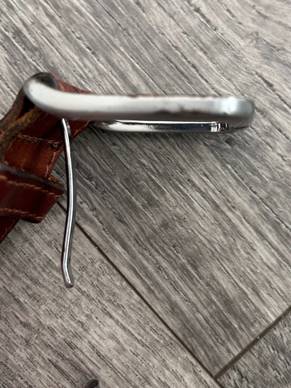 Eddie Bauer Brown Leather Belt Silver Buckle Size 40